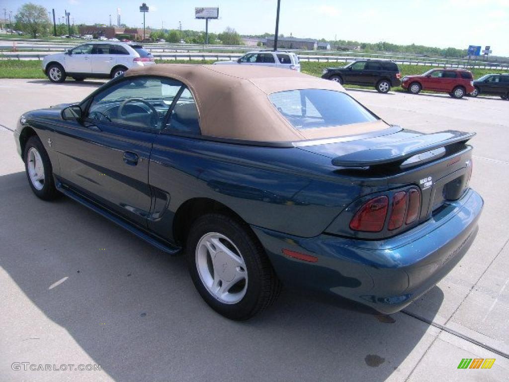 1997 Mustang V6 Convertible - Pacific Green Metallic / Saddle photo #5