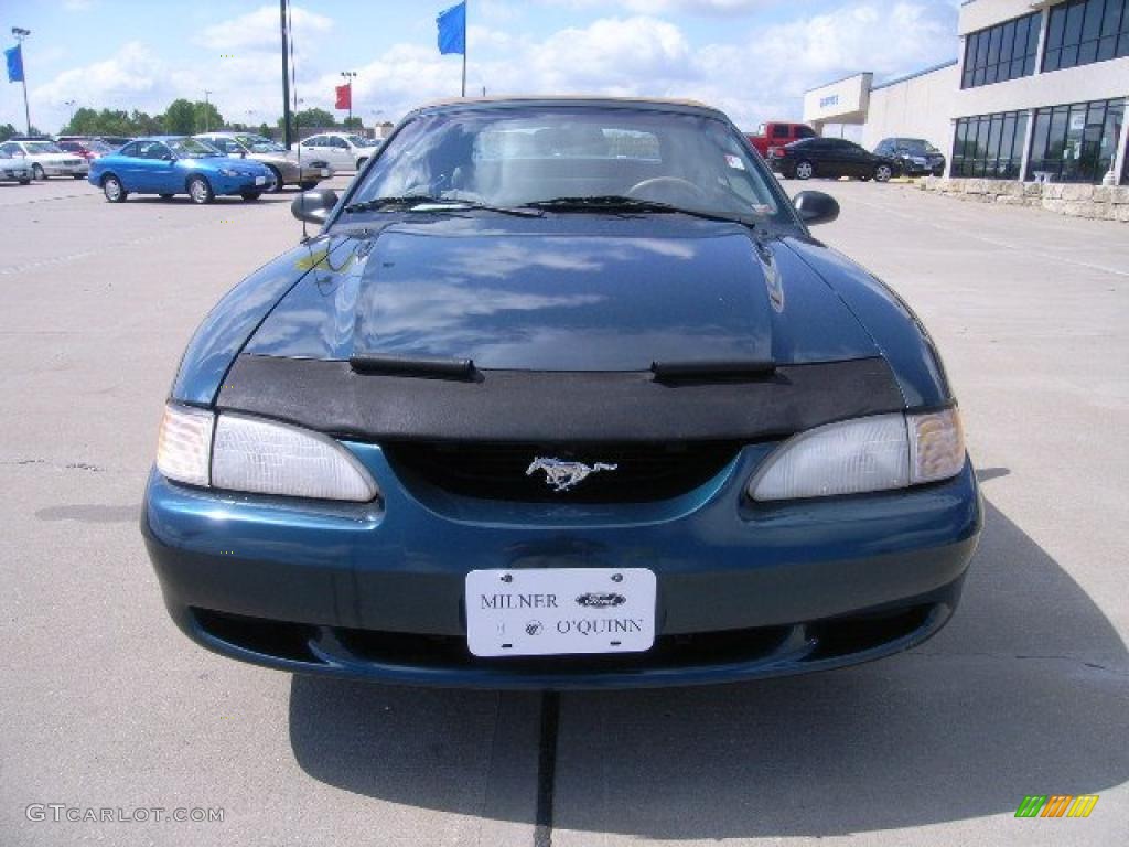 1997 Mustang V6 Convertible - Pacific Green Metallic / Saddle photo #8