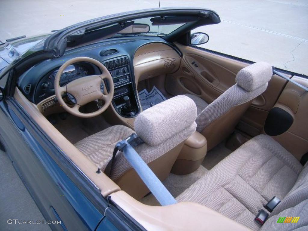 1997 Mustang V6 Convertible - Pacific Green Metallic / Saddle photo #28