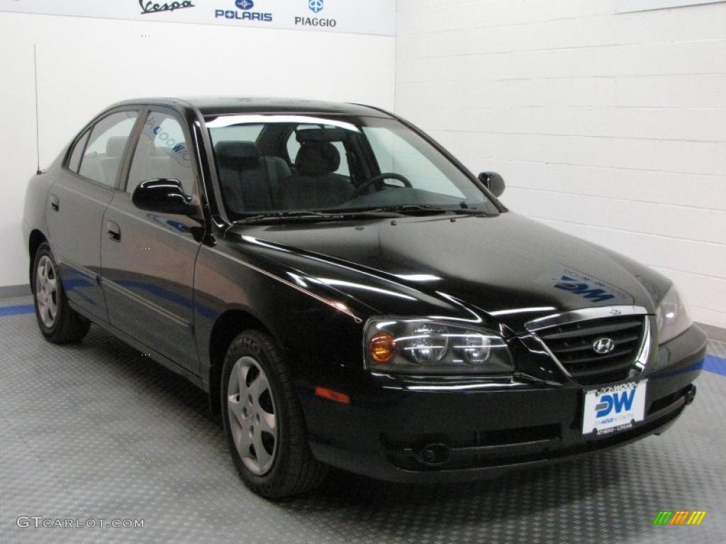 2005 Elantra GLS Sedan - Black Obsidian / Gray photo #1