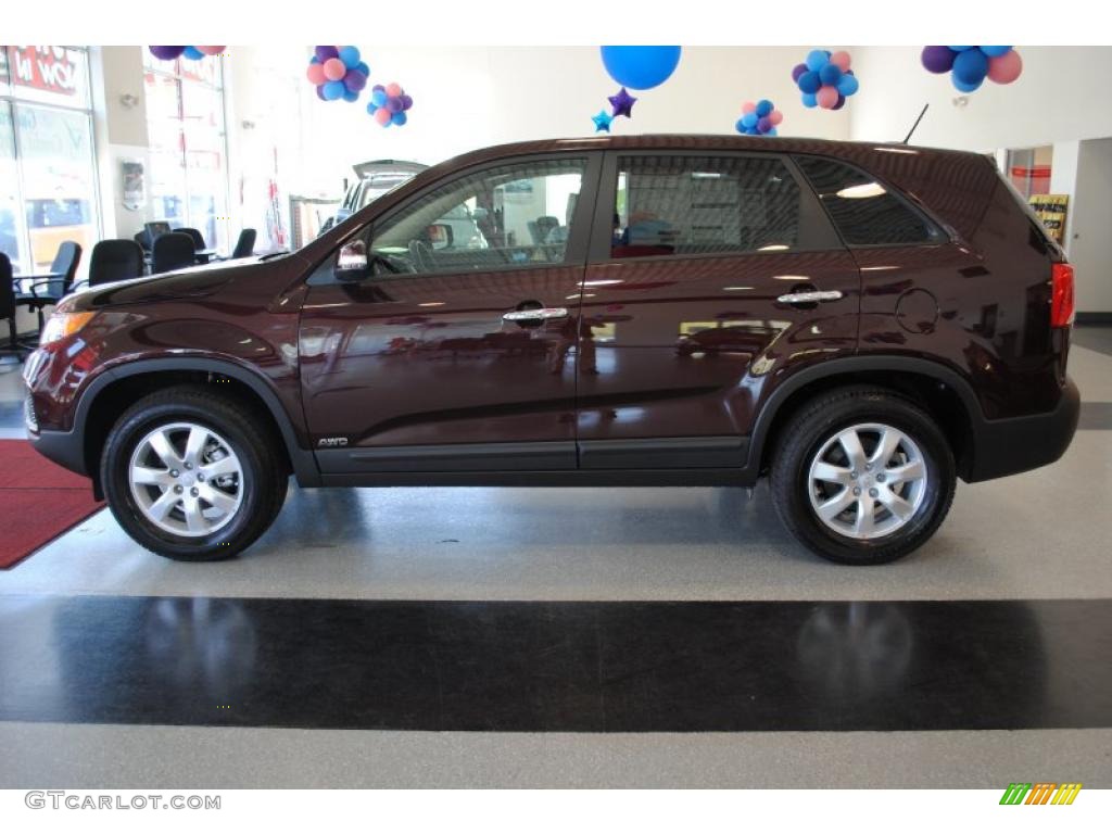 2011 Sorento LX AWD - Dark Cherry / Beige photo #4