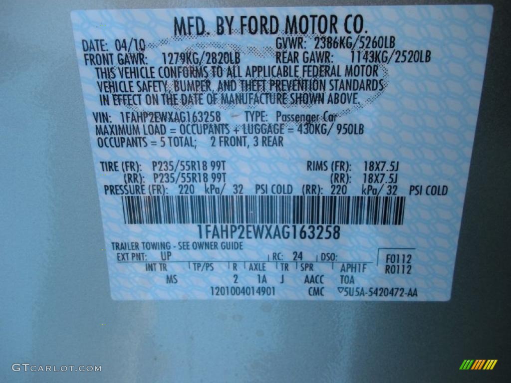 2010 Taurus Color Code UP for Gold Leaf Metallic Photo #29235196