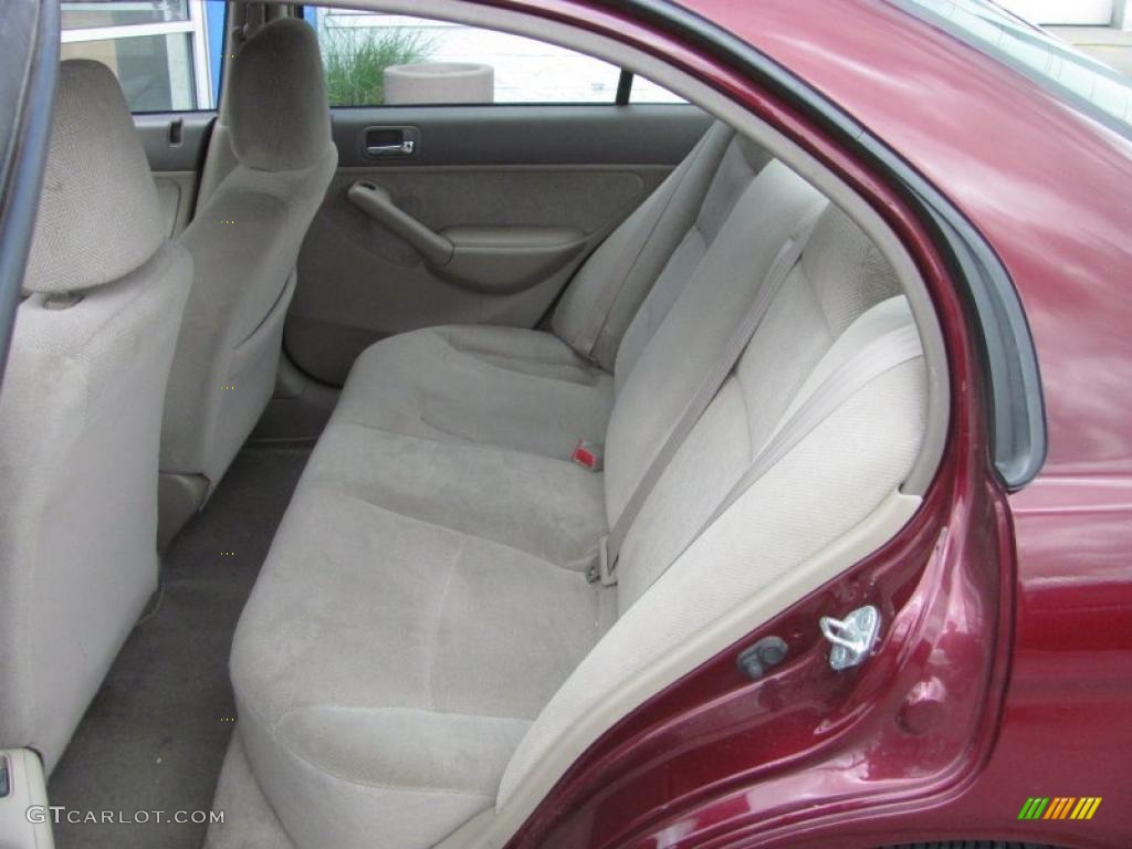 2002 Civic LX Sedan - Radiant Ruby Red Pearl / Beige photo #12