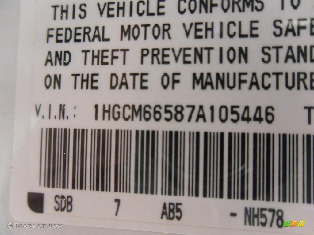 2007 Accord EX-L V6 Sedan - Taffeta White / Ivory photo #9