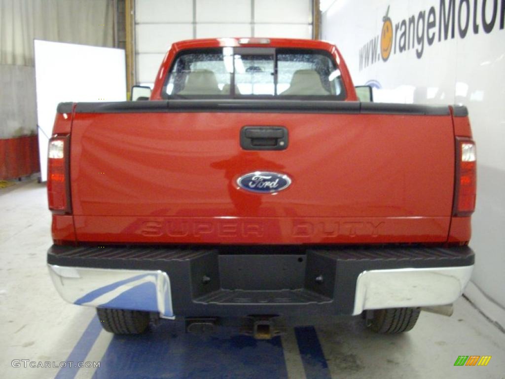 2008 F350 Super Duty XLT Regular Cab 4x4 - Bright Red / Camel photo #3