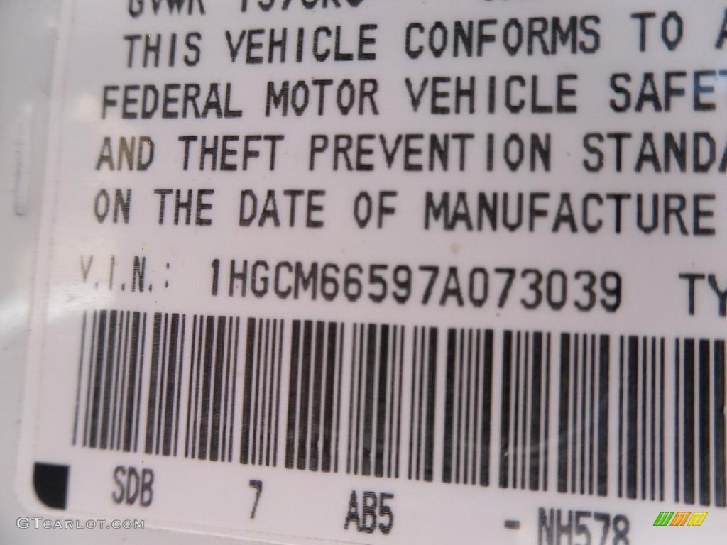 2007 Accord EX-L V6 Sedan - Taffeta White / Ivory photo #9