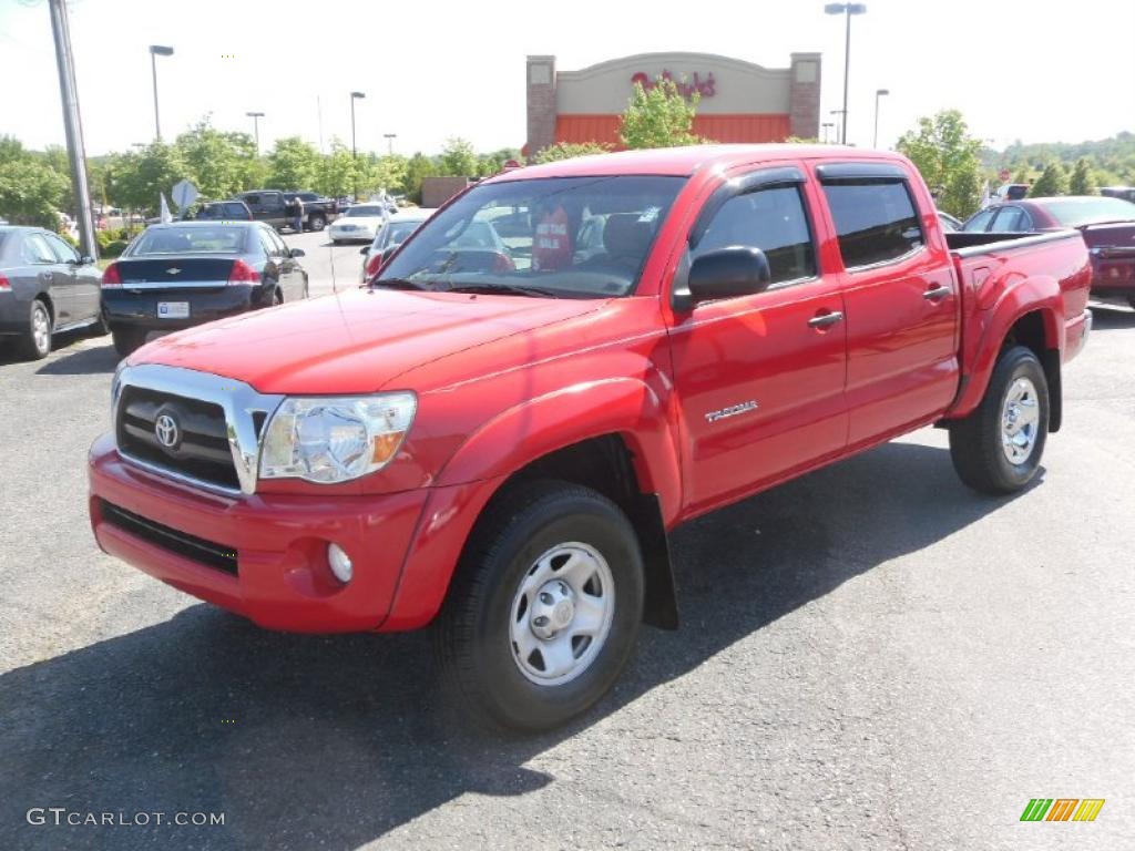 2007 Tacoma V6 SR5 PreRunner Double Cab - Radiant Red / Taupe photo #1