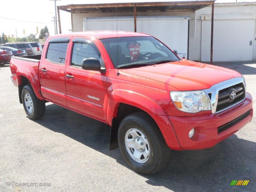 2007 Tacoma V6 SR5 PreRunner Double Cab - Radiant Red / Taupe photo #6