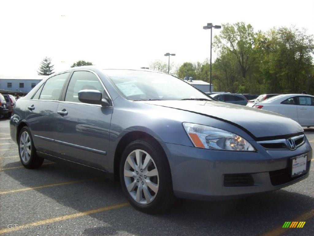 2007 Accord SE V6 Sedan - Cool Blue Metallic / Gray photo #1