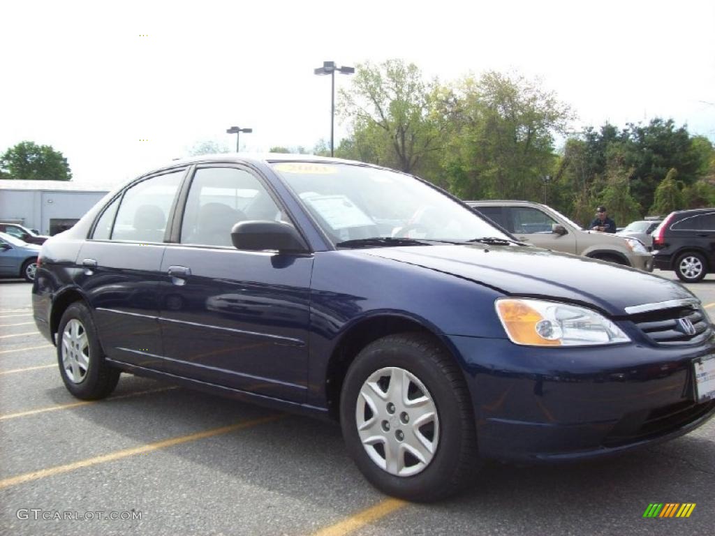 2003 Civic LX Sedan - Eternal Blue Pearl / Gray photo #1