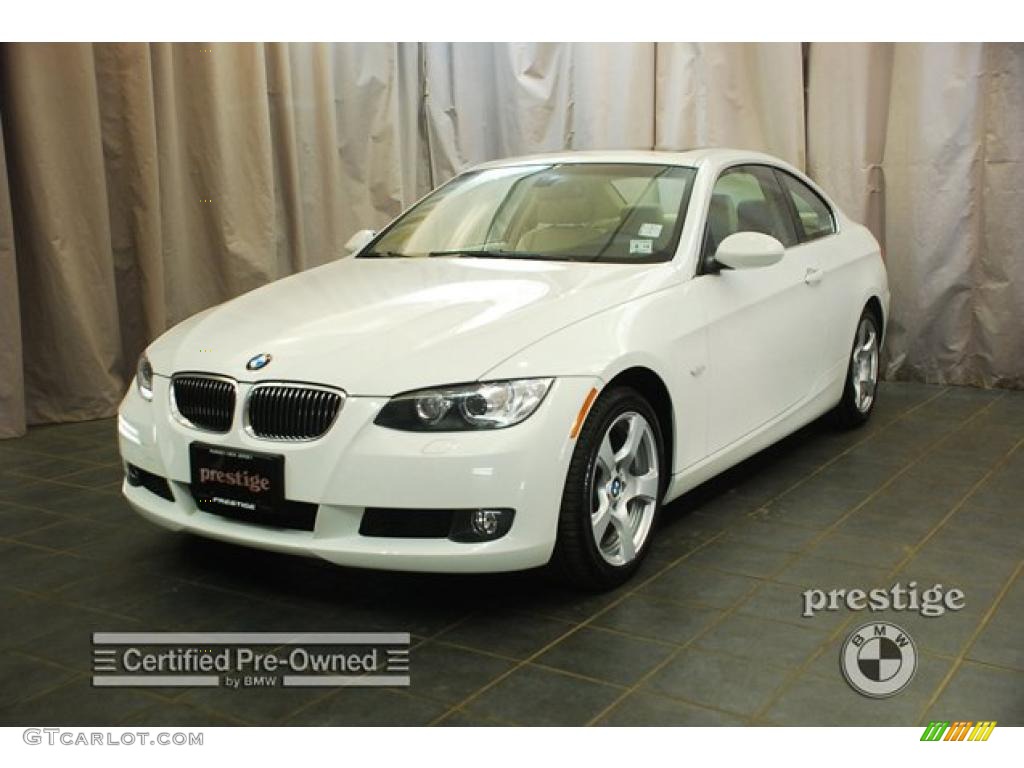 2008 3 Series 328xi Coupe - Alpine White / Beige photo #1