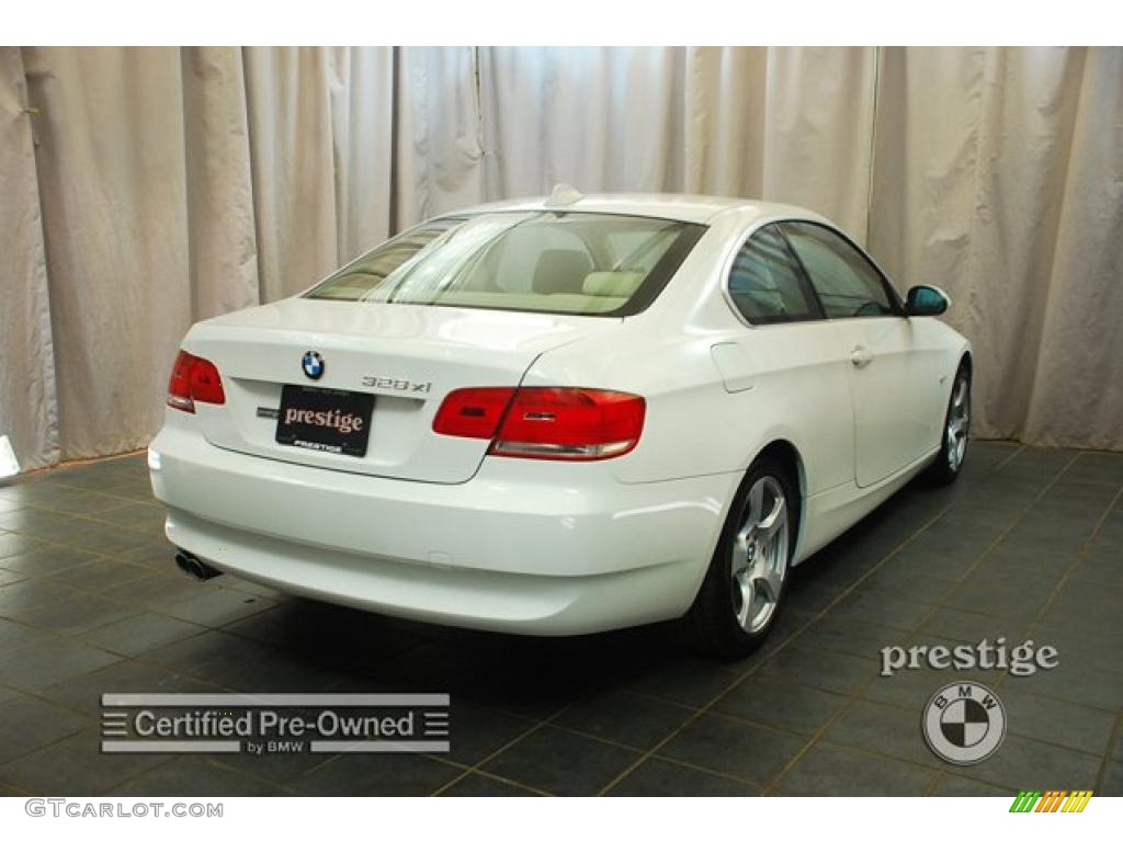 2008 3 Series 328xi Coupe - Alpine White / Beige photo #2