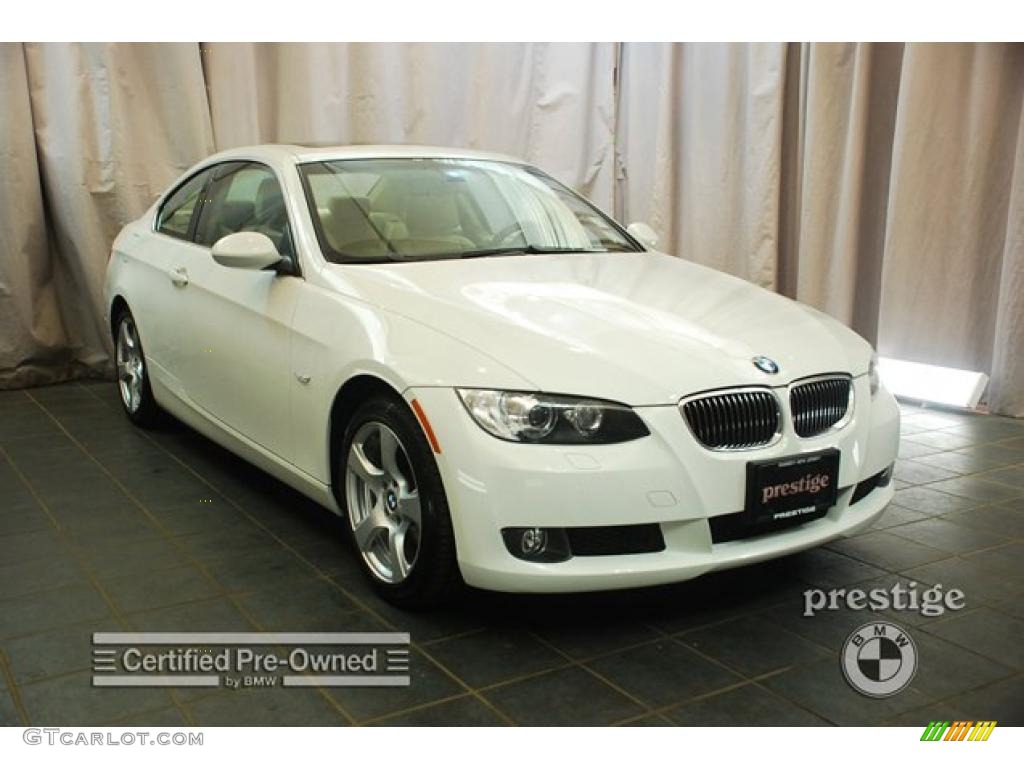 2008 3 Series 328xi Coupe - Alpine White / Beige photo #7