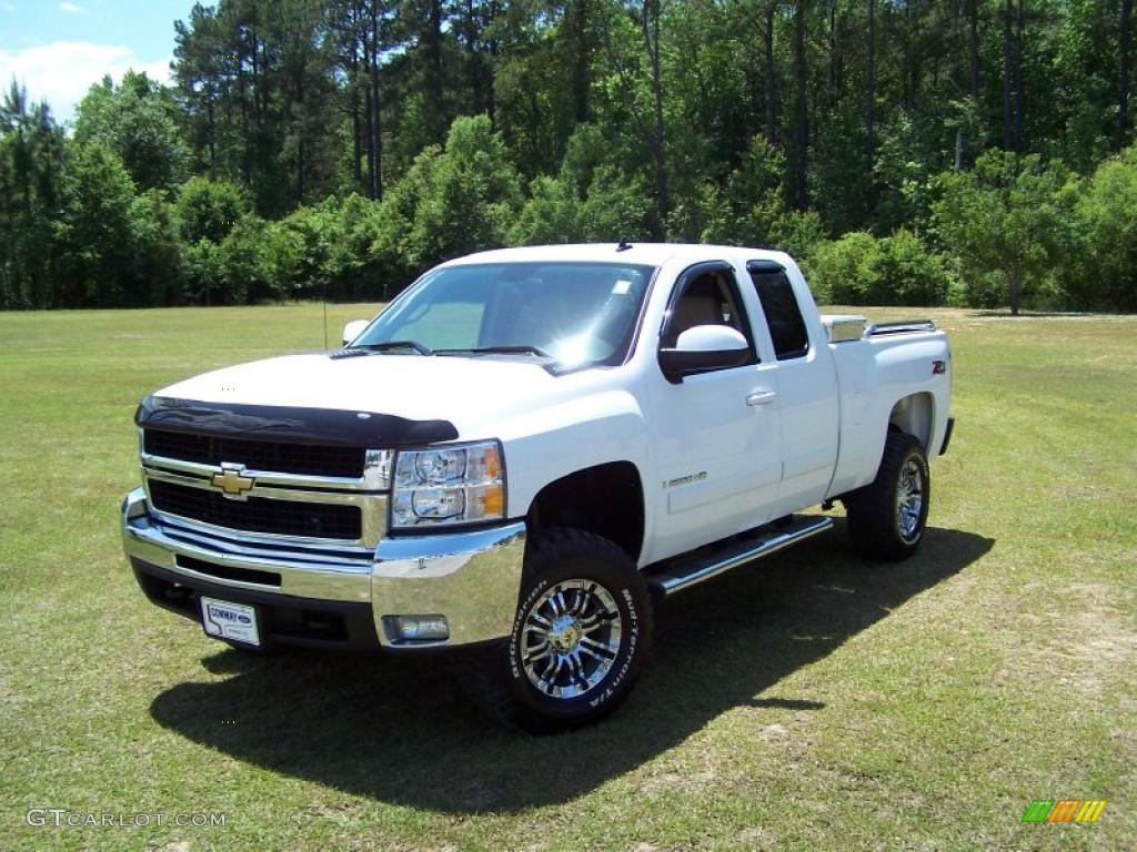 2008 Silverado 2500HD LTZ Extended Cab 4x4 - Summit White / Ebony Black/Light Cashmere photo #1