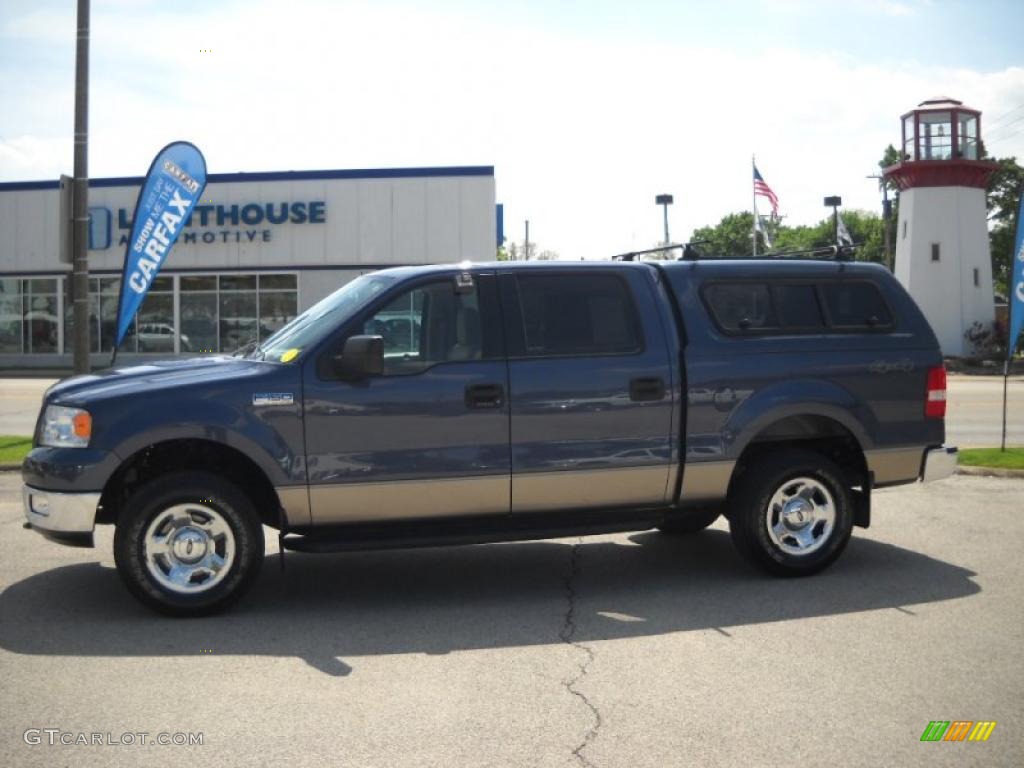 2005 F150 XLT SuperCrew 4x4 - Medium Wedgewood Blue Metallic / Tan photo #2