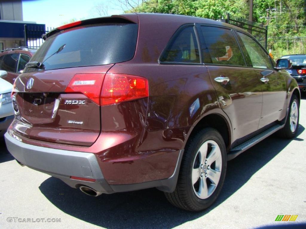 2007 MDX Sport - Dark Cherry Red Pearl / Parchment photo #4