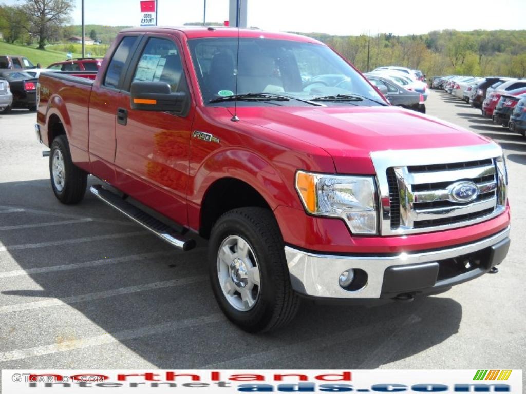 2010 F150 XLT SuperCab 4x4 - Red Candy Metallic / Medium Stone photo #4