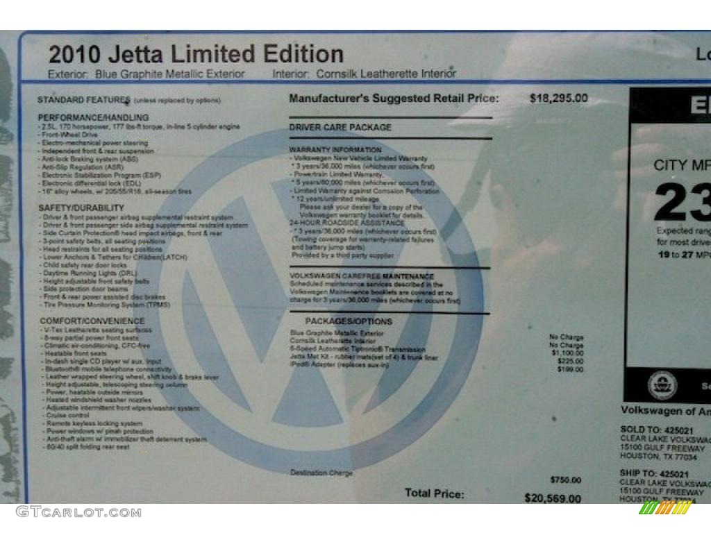 2010 Jetta Limited Edition Sedan - Blue Graphite Metallic / Cornsilk Beige photo #12