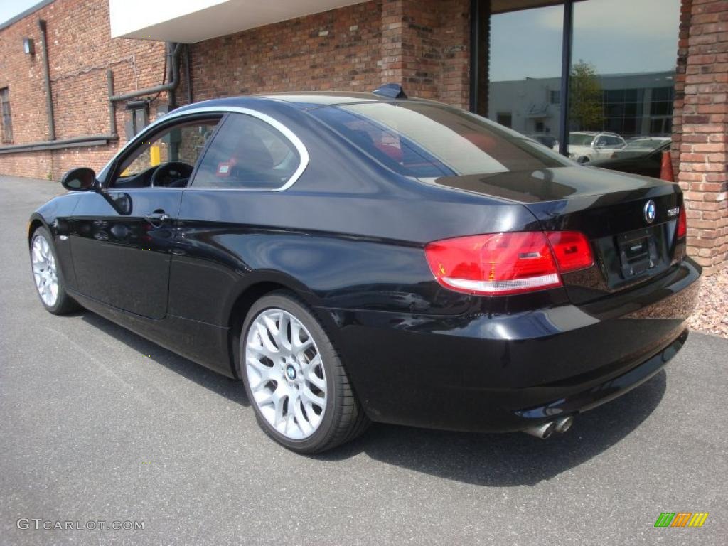 2007 3 Series 328i Coupe - Black Sapphire Metallic / Coral Red/Black photo #4
