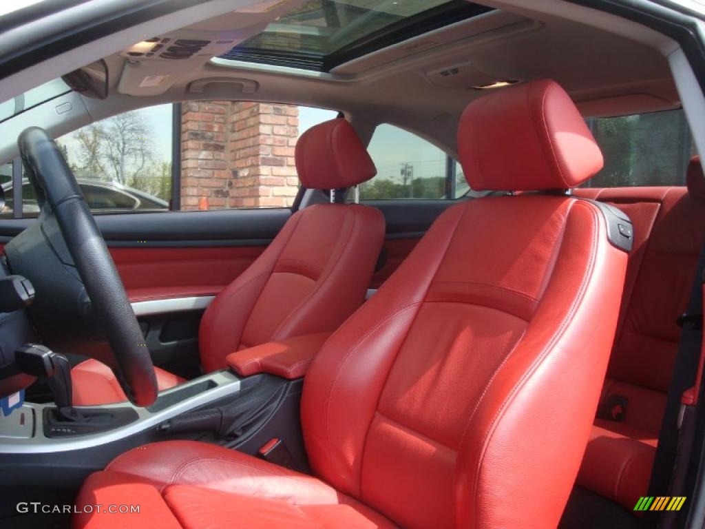 2007 3 Series 328i Coupe - Black Sapphire Metallic / Coral Red/Black photo #10