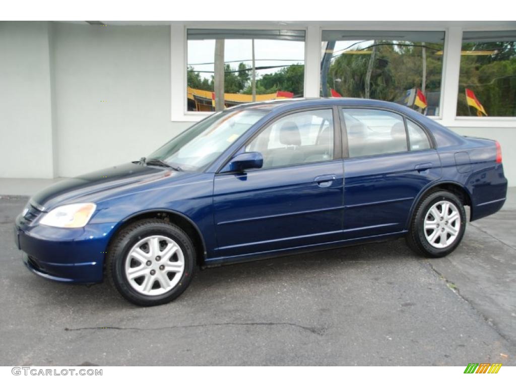 2003 Civic EX Sedan - Eternal Blue Pearl / Gray photo #12