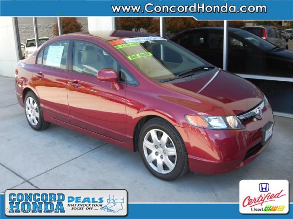 2007 Civic LX Sedan - Tango Red Pearl / Ivory photo #1