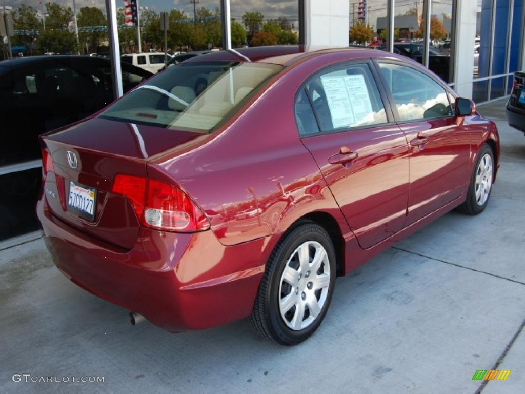 2007 Civic LX Sedan - Tango Red Pearl / Ivory photo #3