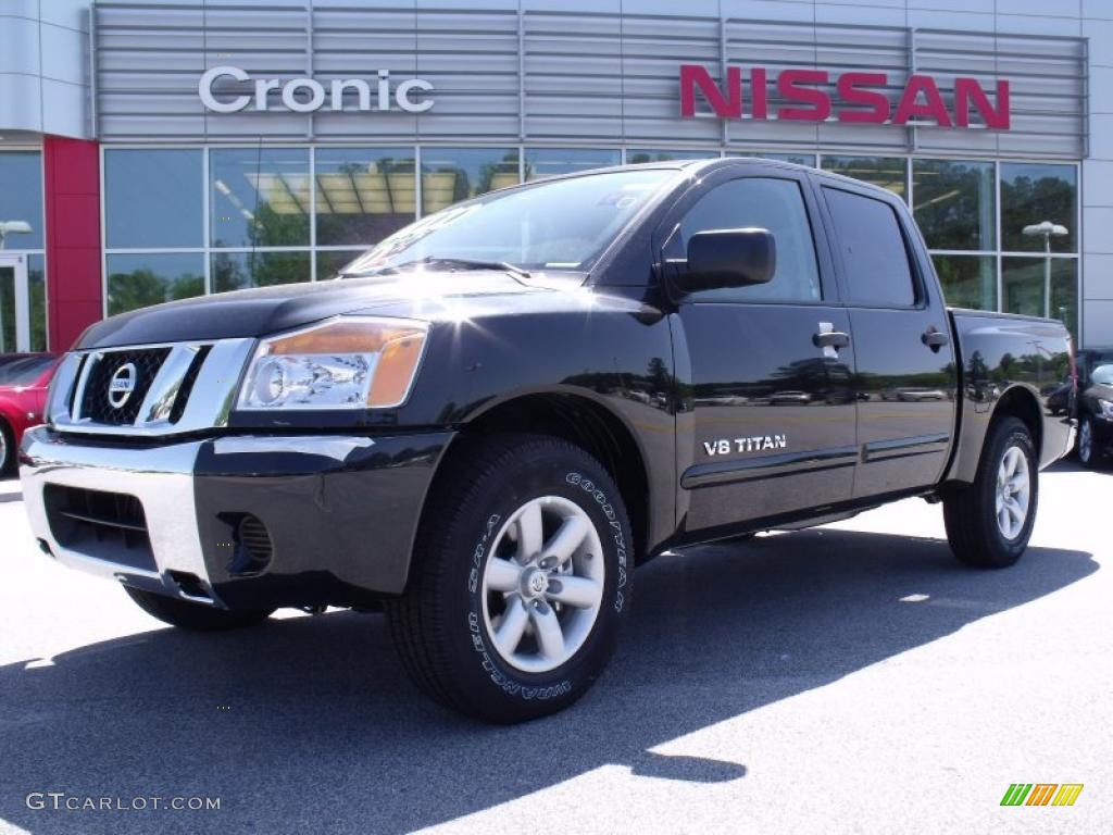 2010 Titan SE Crew Cab - Galaxy Black / Almond photo #1