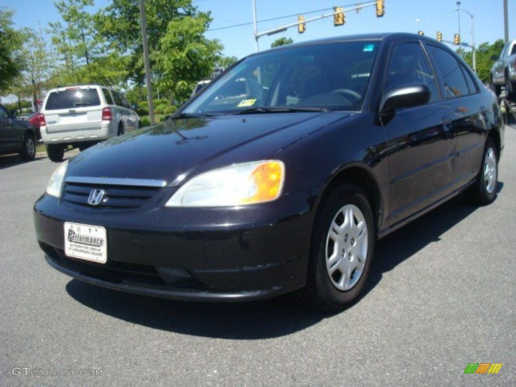 2001 Civic LX Sedan - Nighthawk Black Pearl / Gray photo #1