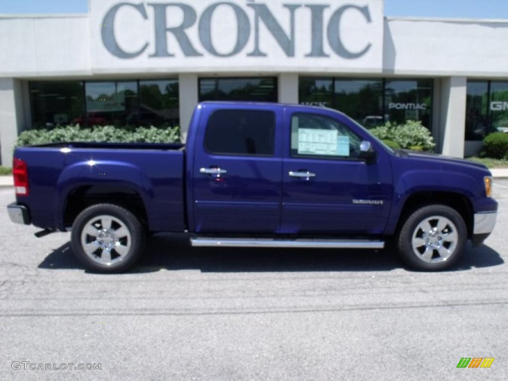 2010 Sierra 1500 SLE Crew Cab - Laser Blue Metallic / Ebony photo #1