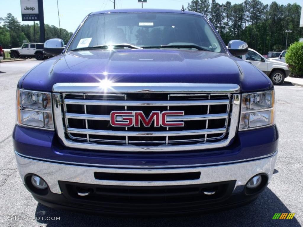 2010 Sierra 1500 SLE Crew Cab - Laser Blue Metallic / Ebony photo #3