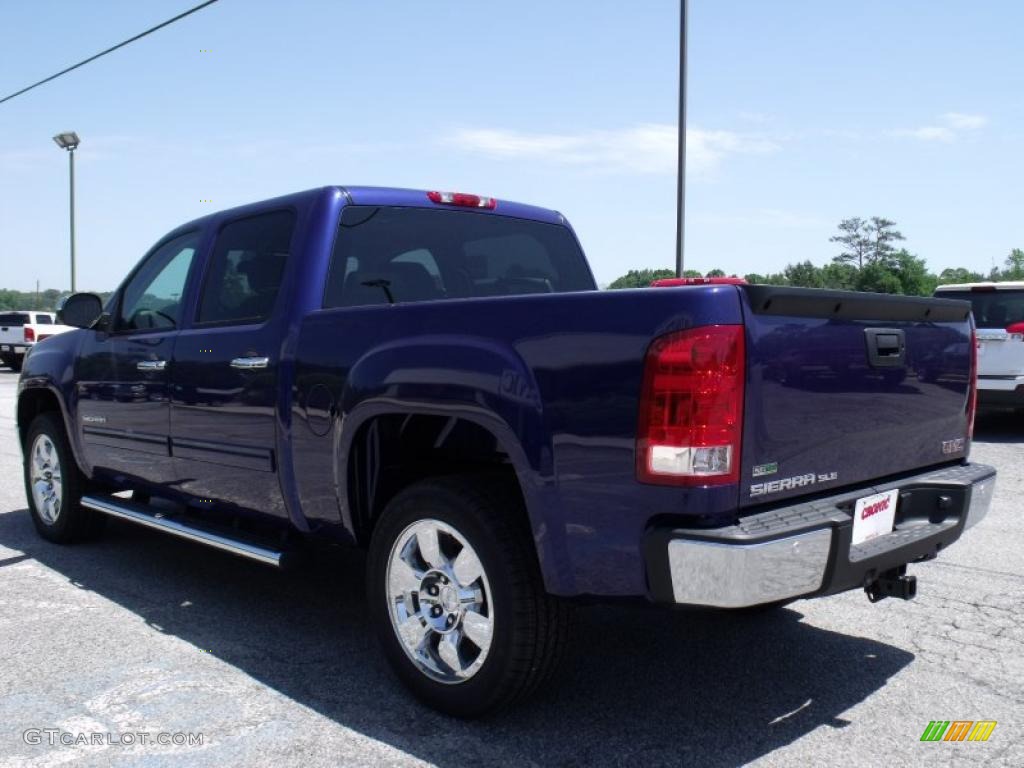 2010 Sierra 1500 SLE Crew Cab - Laser Blue Metallic / Ebony photo #6