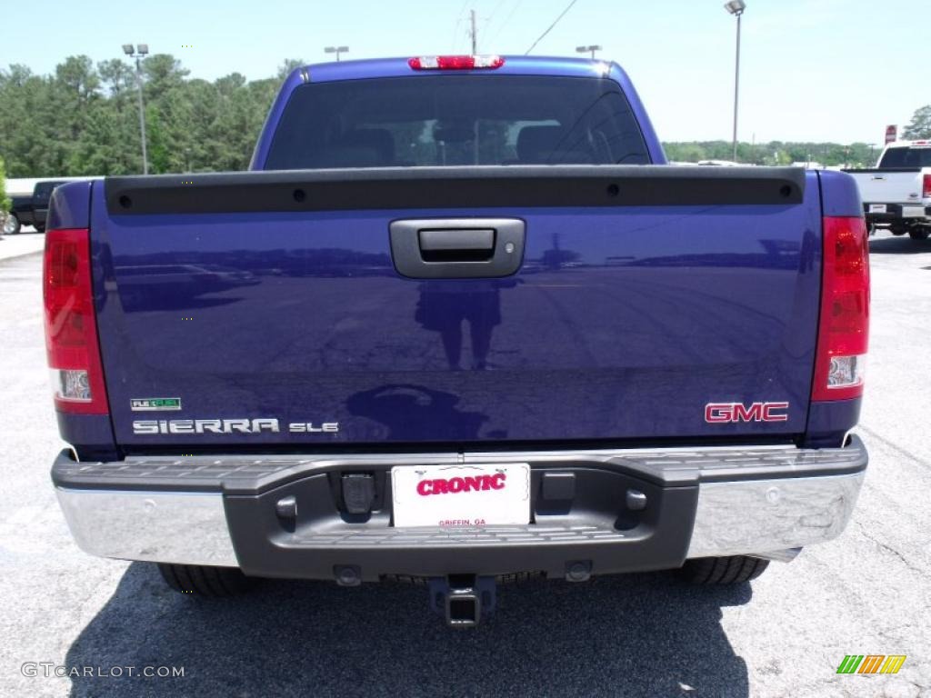 2010 Sierra 1500 SLE Crew Cab - Laser Blue Metallic / Ebony photo #7