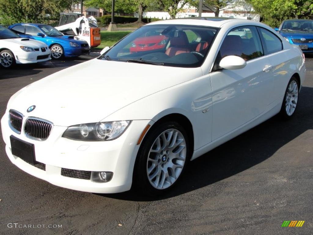 2007 3 Series 328i Coupe - Alpine White / Coral Red/Black photo #2