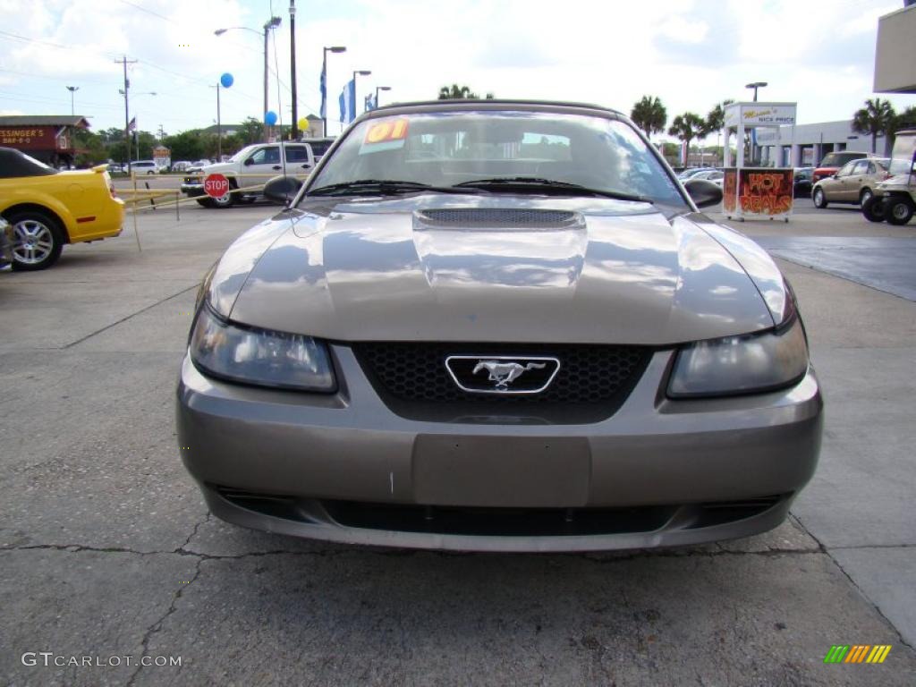 2001 Mustang V6 Convertible - Mineral Grey Metallic / Dark Charcoal photo #3