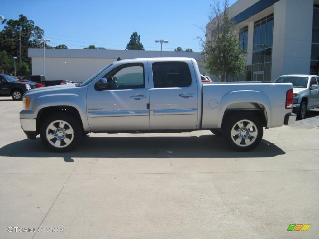 2010 Sierra 1500 SLE Crew Cab - Pure Silver Metallic / Ebony photo #3