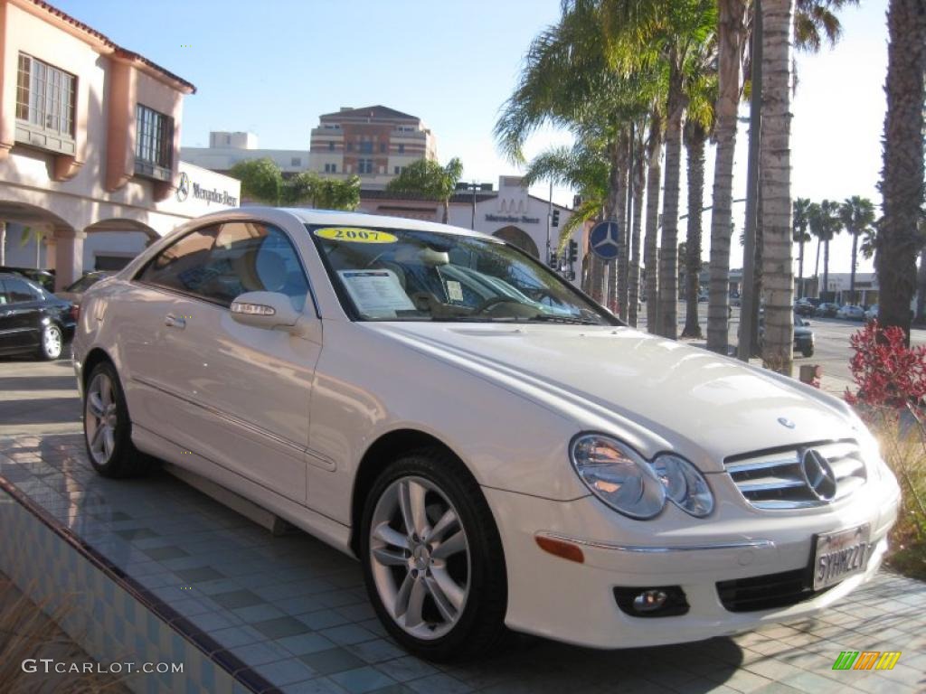 2007 CLK 350 Coupe - Arctic White / Stone photo #1