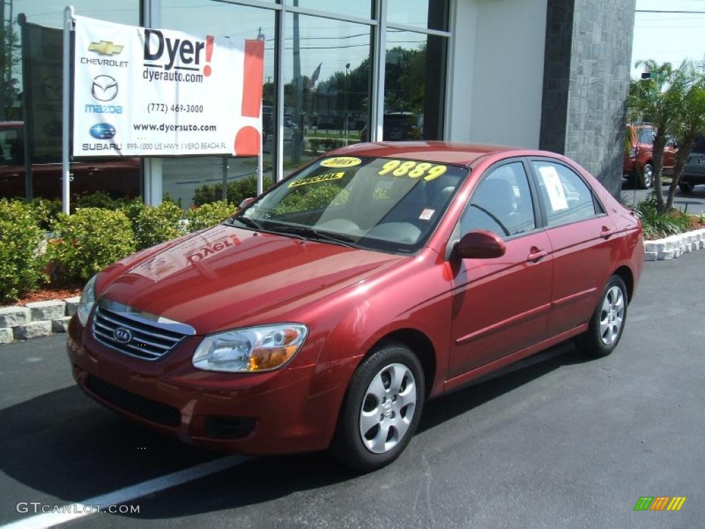 2008 Spectra EX Sedan - Spicy Red / Gray photo #1