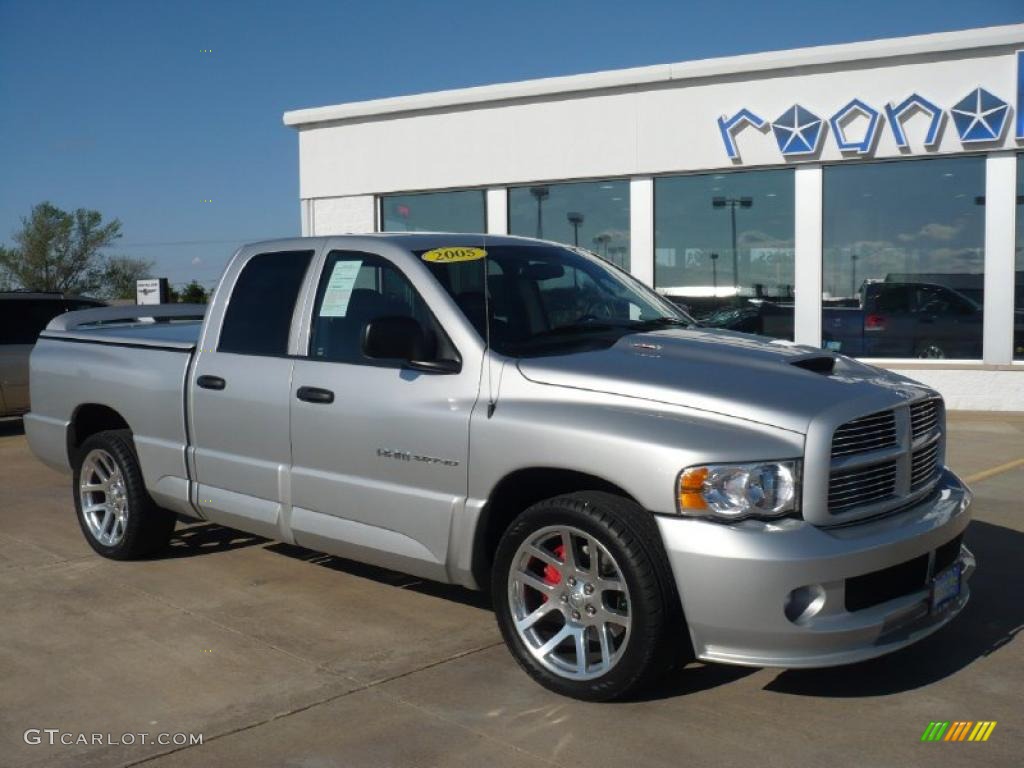 2005 Ram 1500 SRT-10 Quad Cab - Bright Silver Metallic / Dark Slate Gray photo #2
