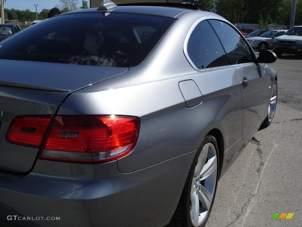 2008 3 Series 335i Coupe - Space Grey Metallic / Coral Red/Black photo #5