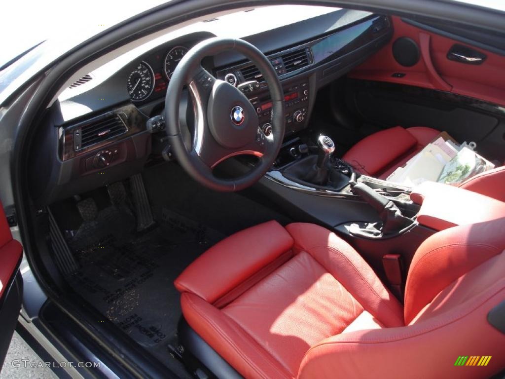 2008 3 Series 335i Coupe - Space Grey Metallic / Coral Red/Black photo #8