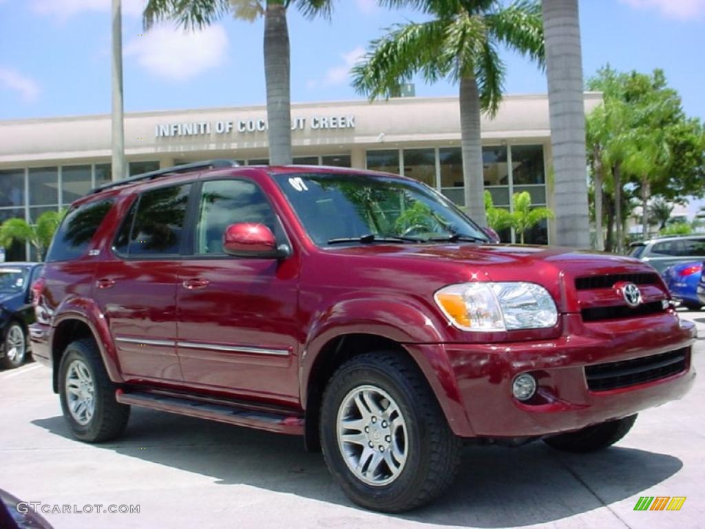 2007 Sequoia SR5 - Salsa Red Pearl / Taupe photo #1