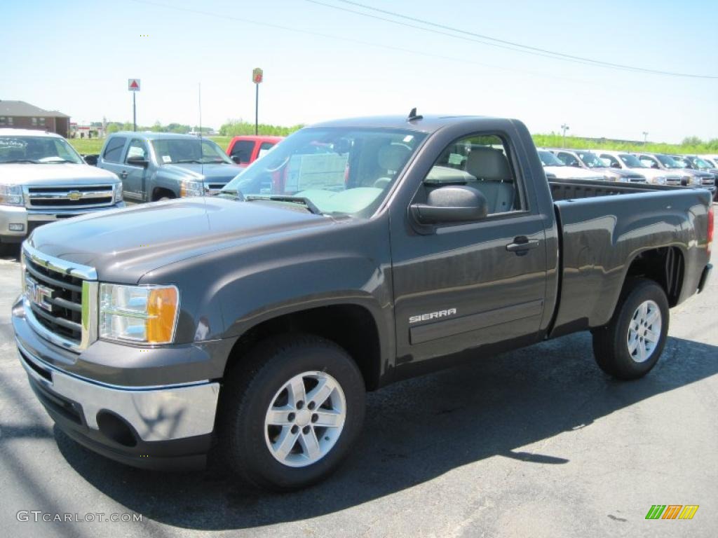 2010 Sierra 1500 SLE Regular Cab - Storm Gray Metallic / Dark Titanium/Light Titanium photo #1