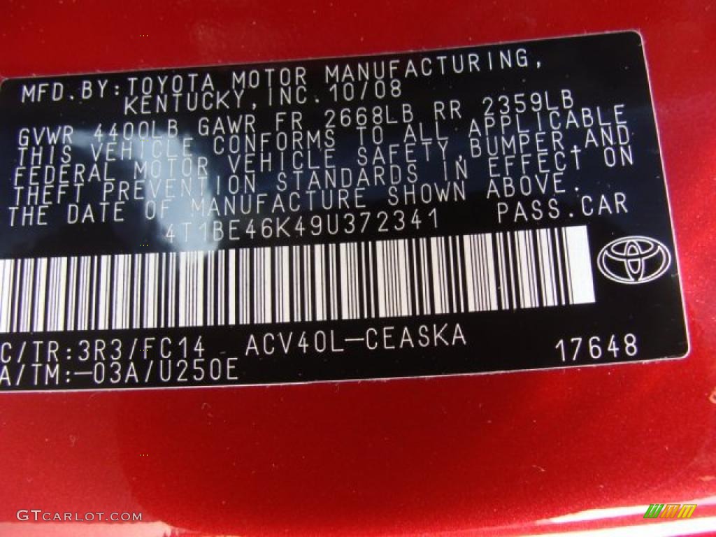 2009 Camry SE - Barcelona Red Metallic / Charcoal photo #15