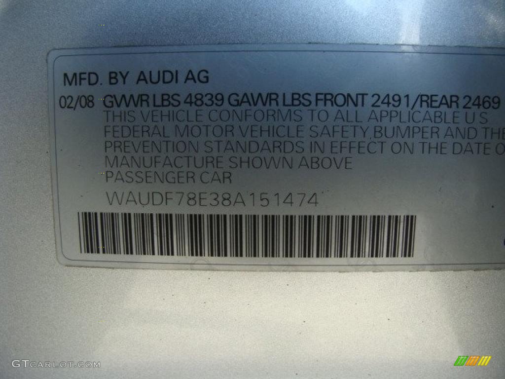 2008 A4 2.0T quattro Sedan - Light Silver Metallic / Black photo #15