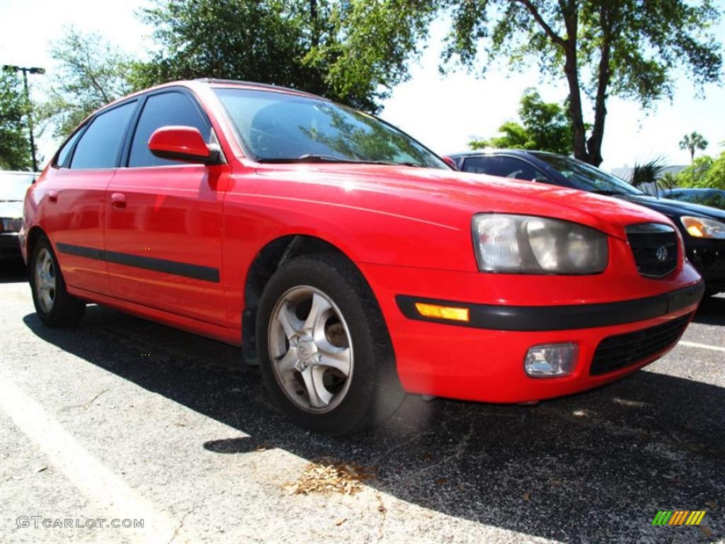 2002 Elantra GT Hatchback - Rally Red / Gray photo #1