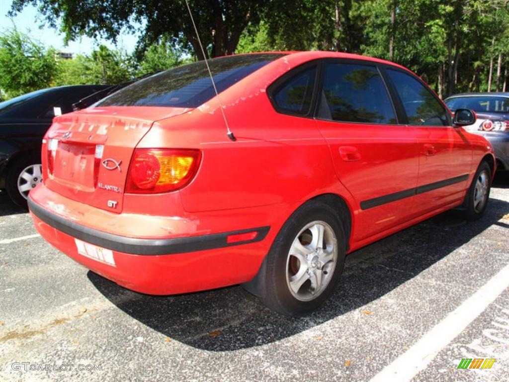 2002 Elantra GT Hatchback - Rally Red / Gray photo #3
