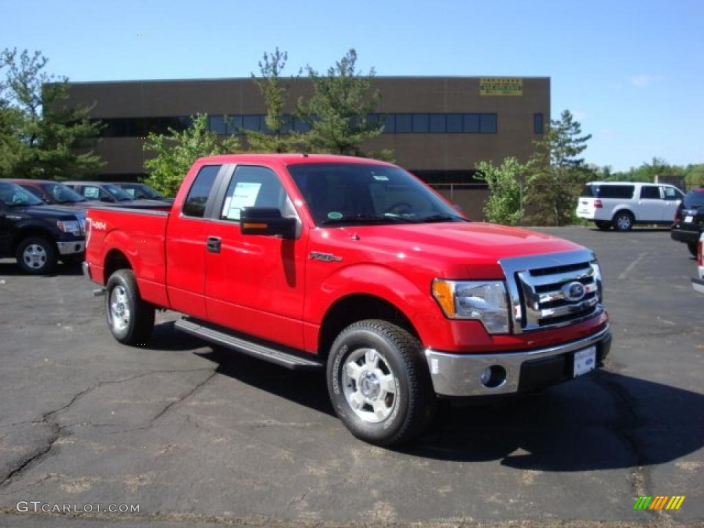 2010 F150 XLT SuperCab 4x4 - Vermillion Red / Medium Stone photo #1