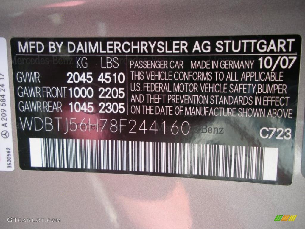2008 CLK Color Code 723 for Pewter Metallic Photo #29528238