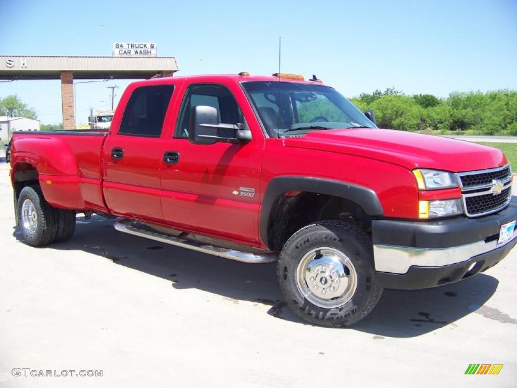 2006 Silverado 3500 LT Crew Cab 4x4 Dually - Victory Red / Medium Gray photo #2